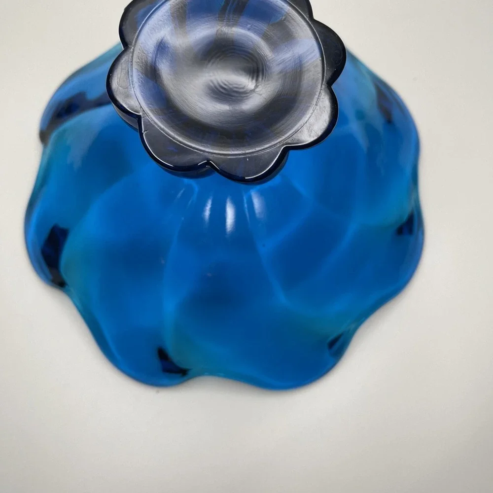 Vtg MCM Viking Art Glass Epic Twist‎ Ruffled Compote Candy Dish Midcentury Mod
